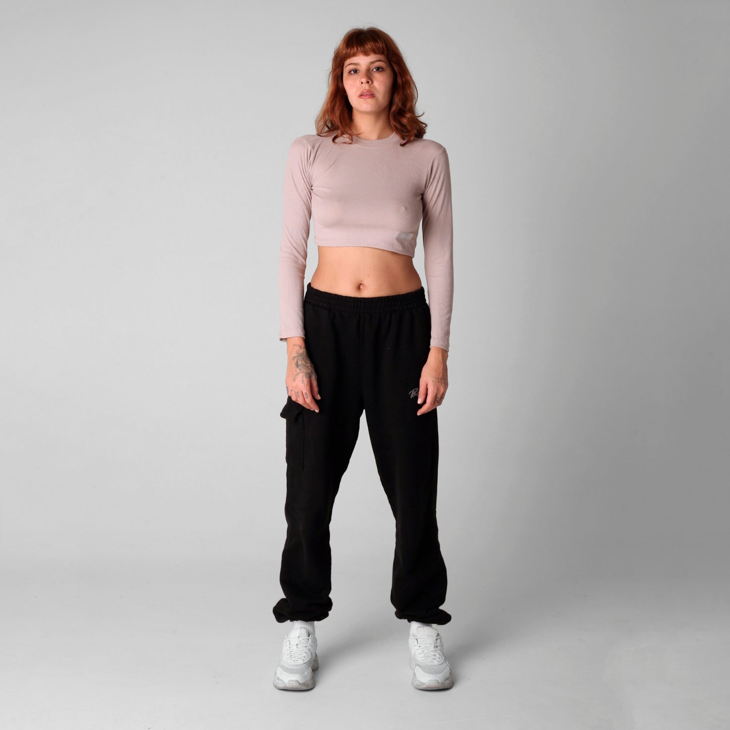 Crop Top Mujer Manga Larga Rib Beige Buds
