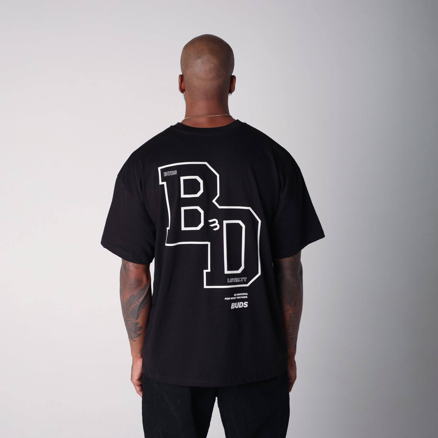 Camiseta Semi Oversize Hombre Negro Alto Gramaje 250G