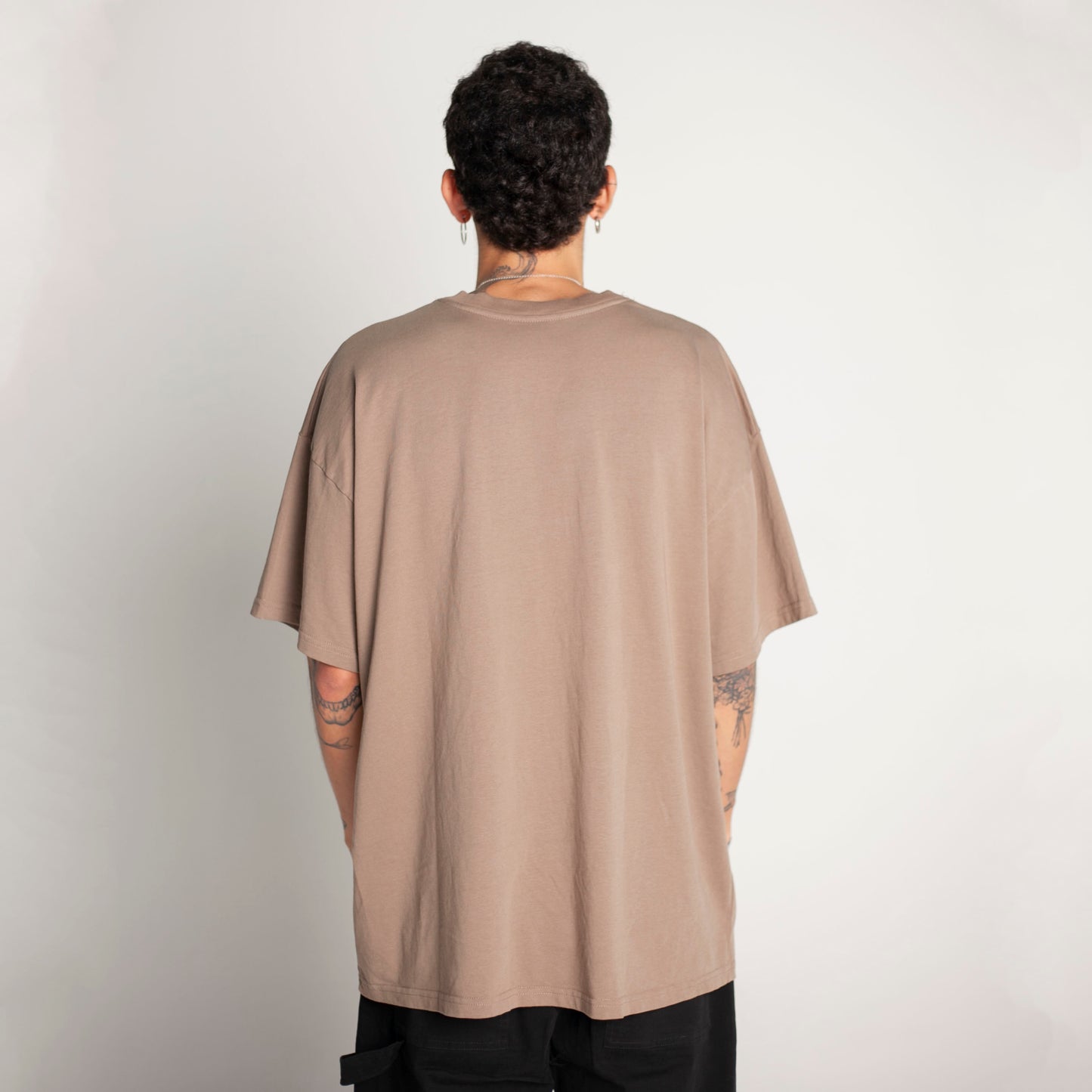 Camiseta Oversize Hombre Café Alto Gramaje 250G