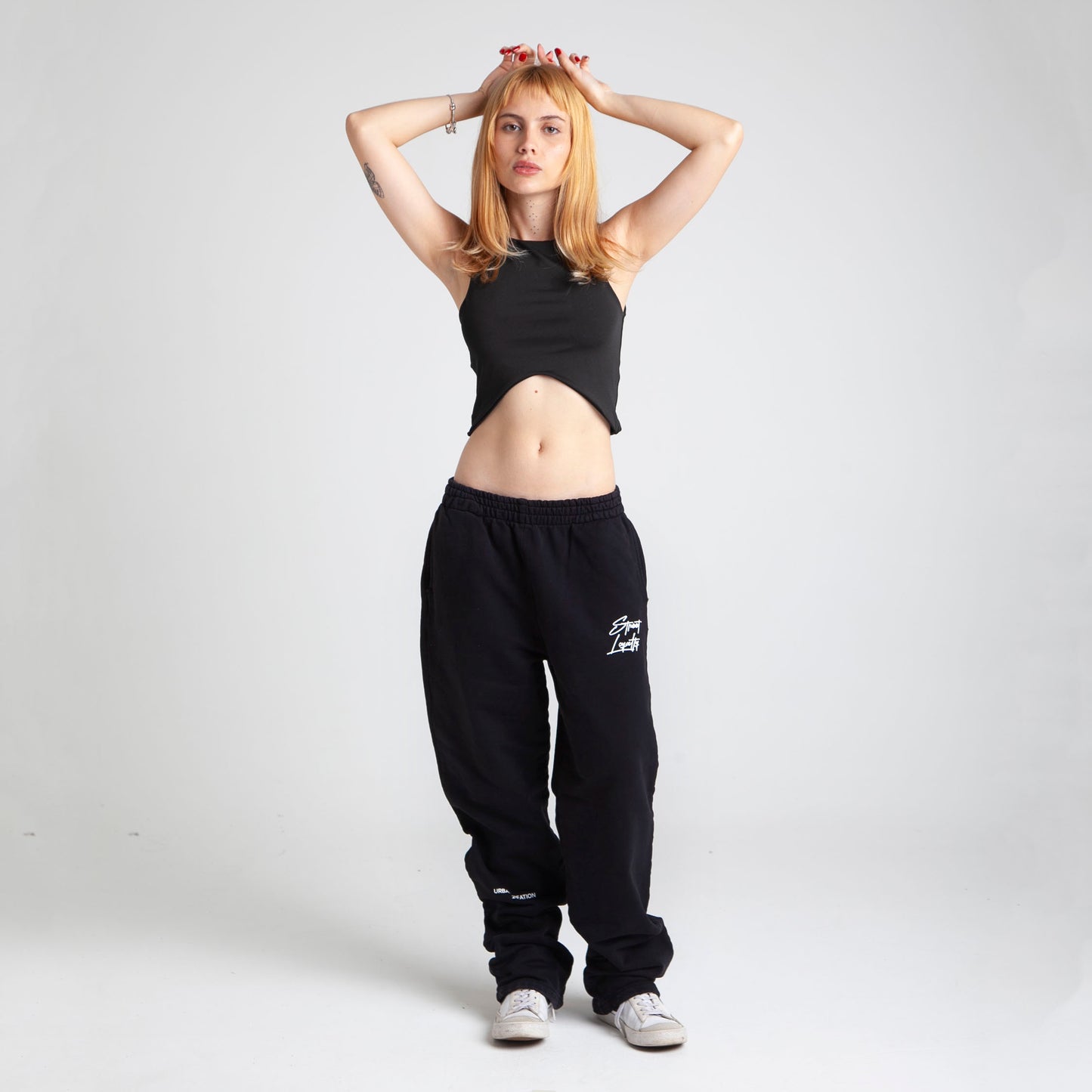 Sudadera Bota Recta Negra Tela Alto Gramaje 375G