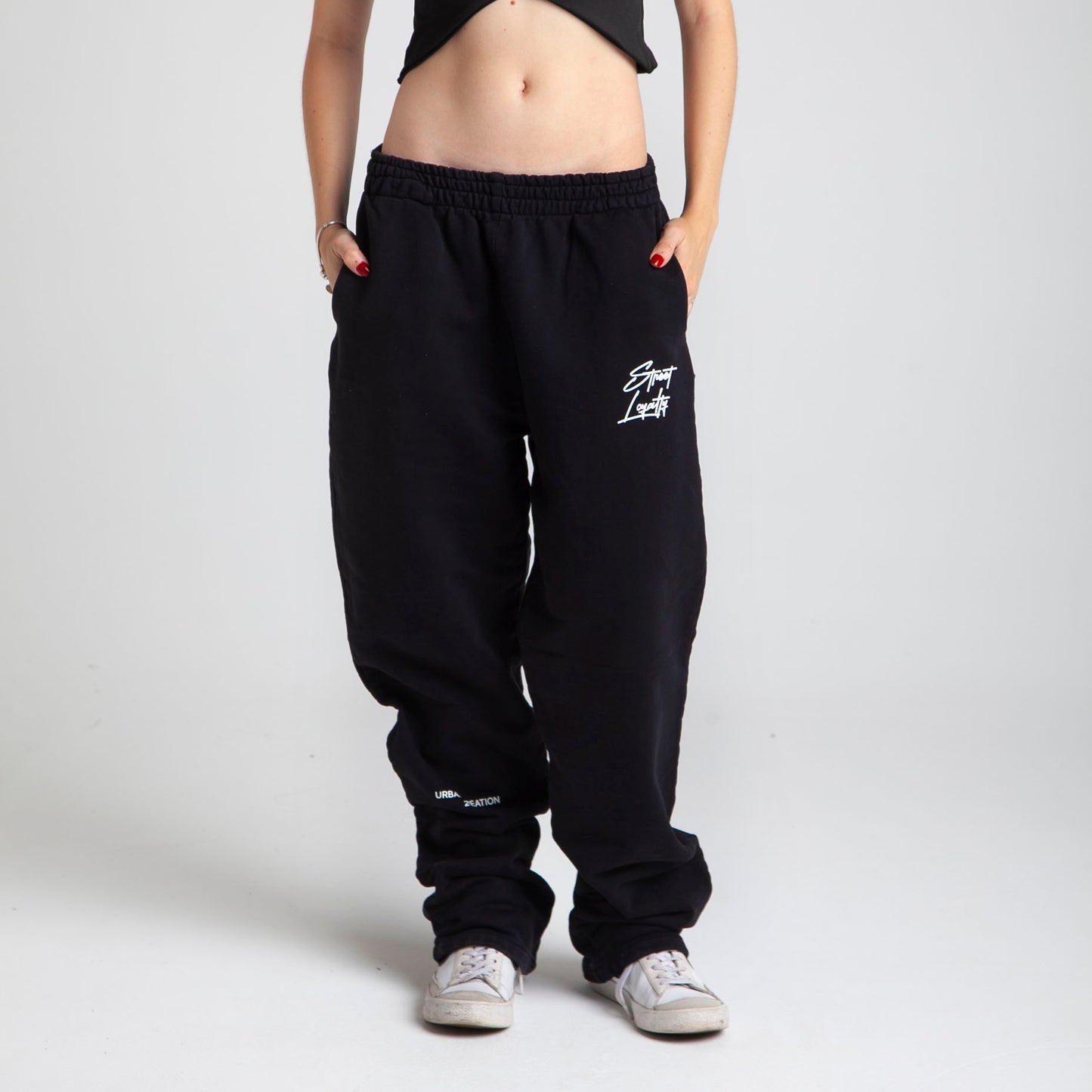 Sudadera Bota Recta Negra Tela Alto Gramaje 375G