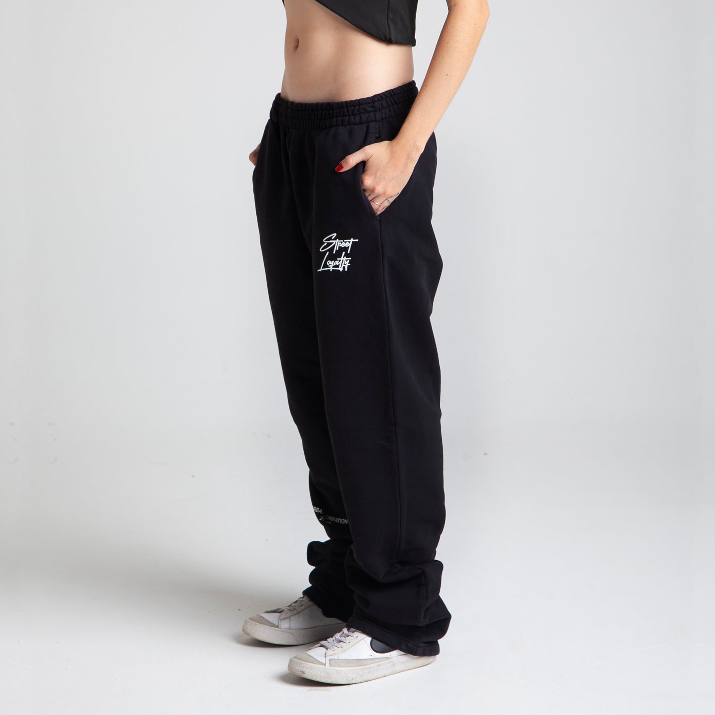 Sudadera Bota Recta Negra Tela Alto Gramaje 375G
