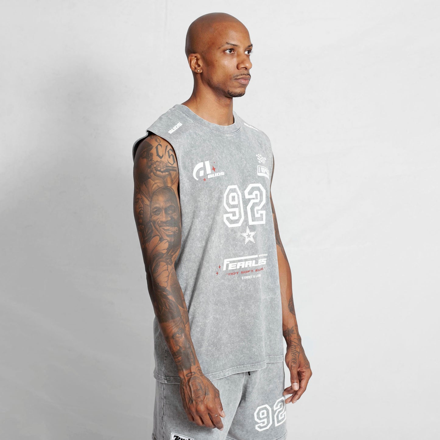 Camisilla Oversize Hombre Acid Wash Gris Buds