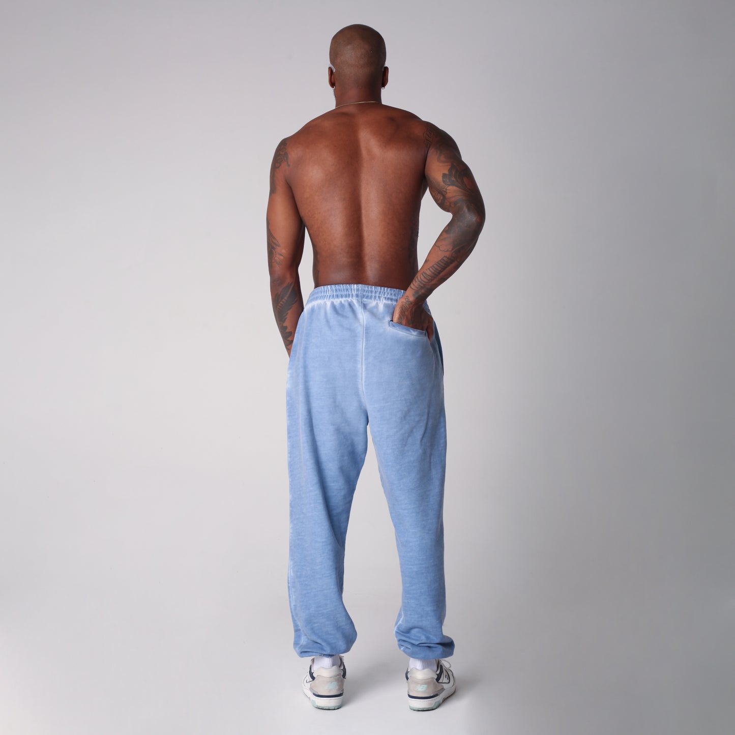 Sudadera Bota Resorte Acid Wash Azul Tela Alto Gramaje 385G