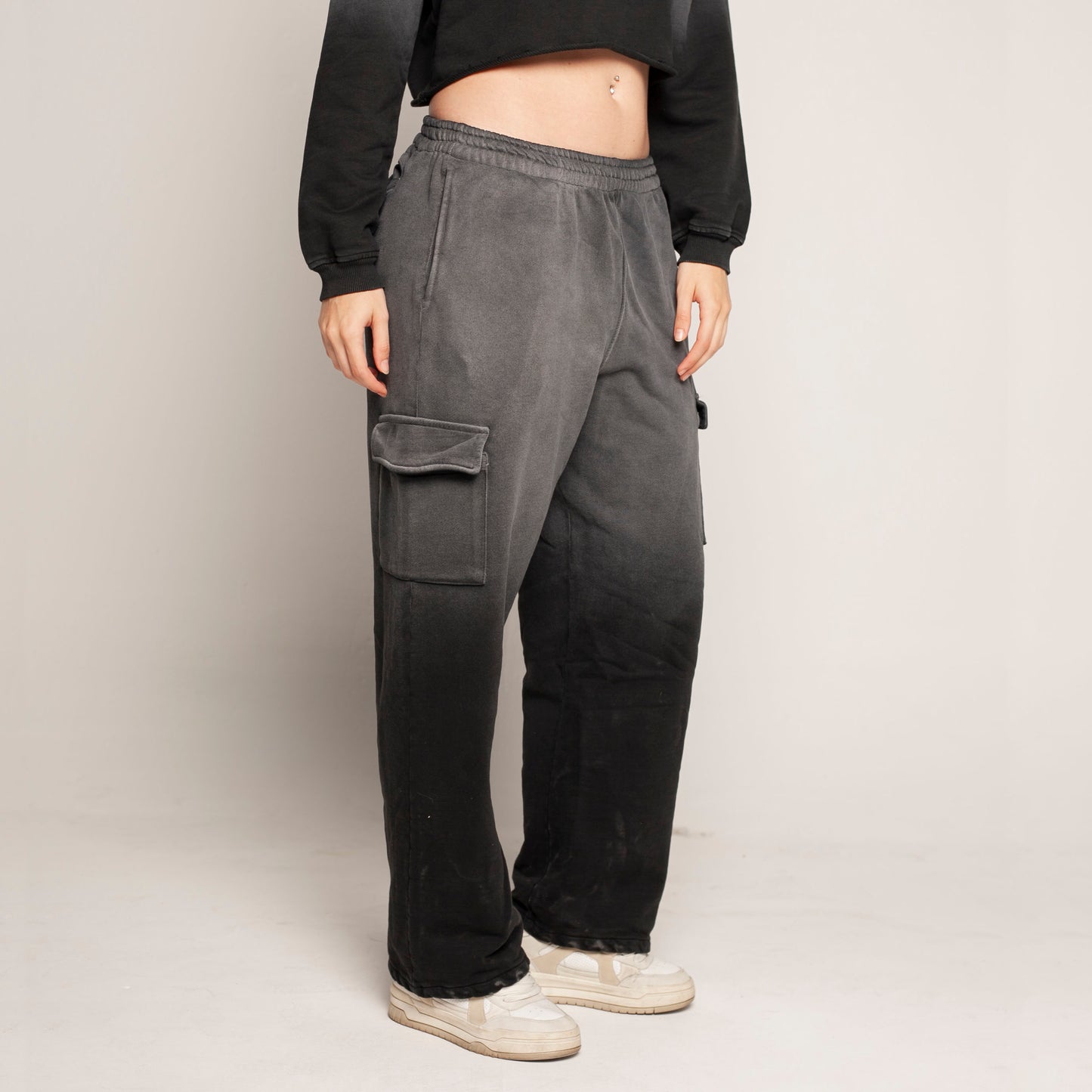 Sudadera Bota Recta Gris Degradé Tela Alto Gramaje 400G