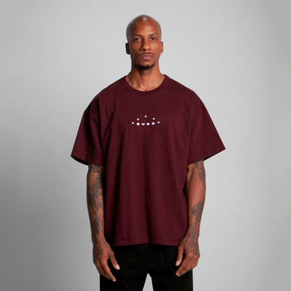 Camiseta Oversize Hombre Vino Tinto Alto Gramaje 300G