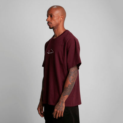 Camiseta Oversize Hombre Vino Tinto Alto Gramaje 300G