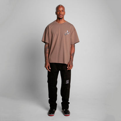 Camiseta Oversize Hombre Café Alto Gramaje 300G