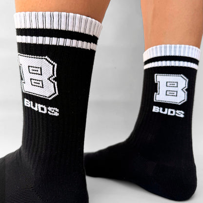 Medias Canilleras Negras Líneas B Buds