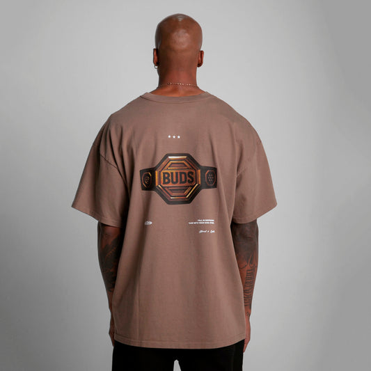 Camiseta Oversize Hombre Café Alto Gramaje 300G