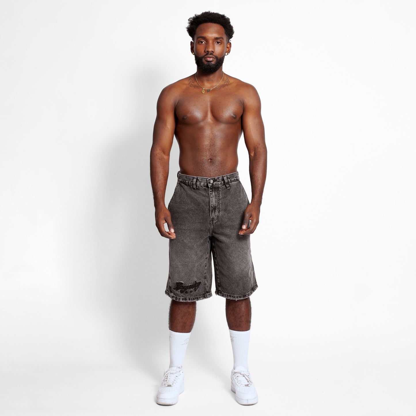 Bermuda Denim Baggy Hombre Gris Buds