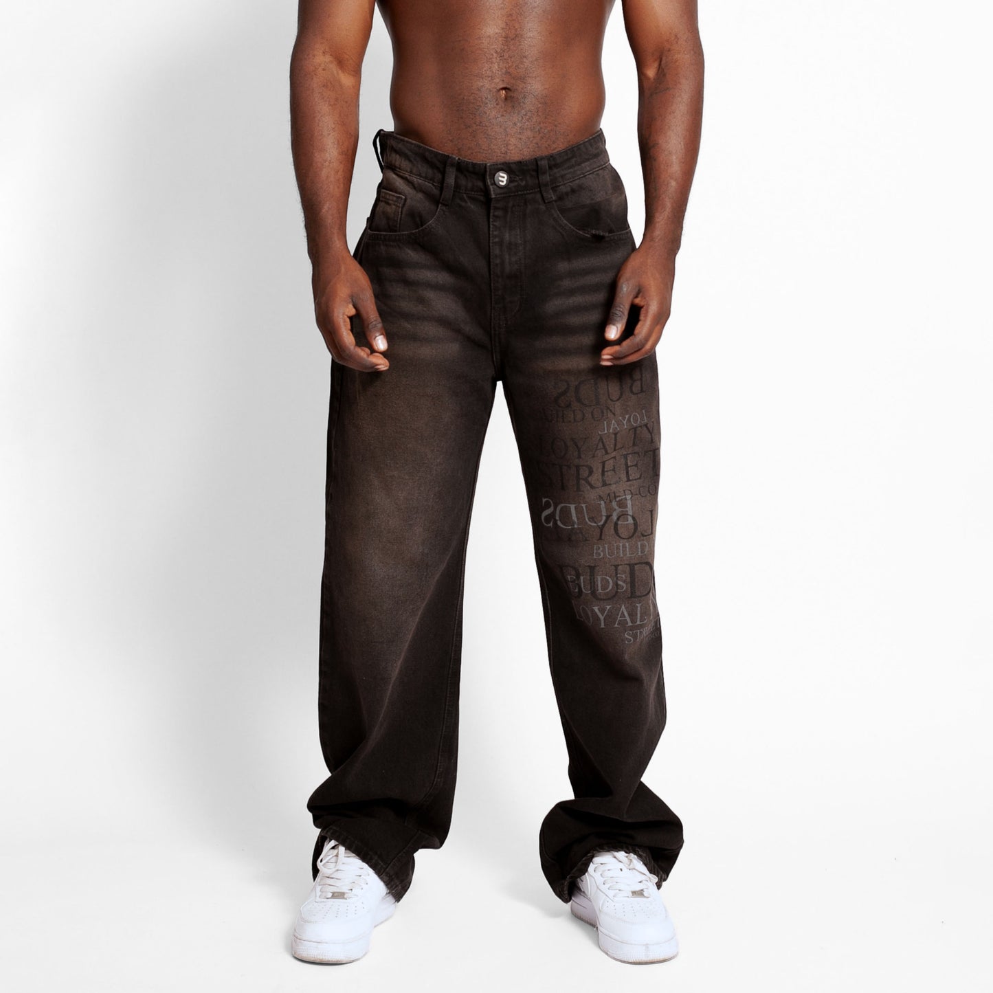 Jean Denim Flare Hombre Negro Buds
