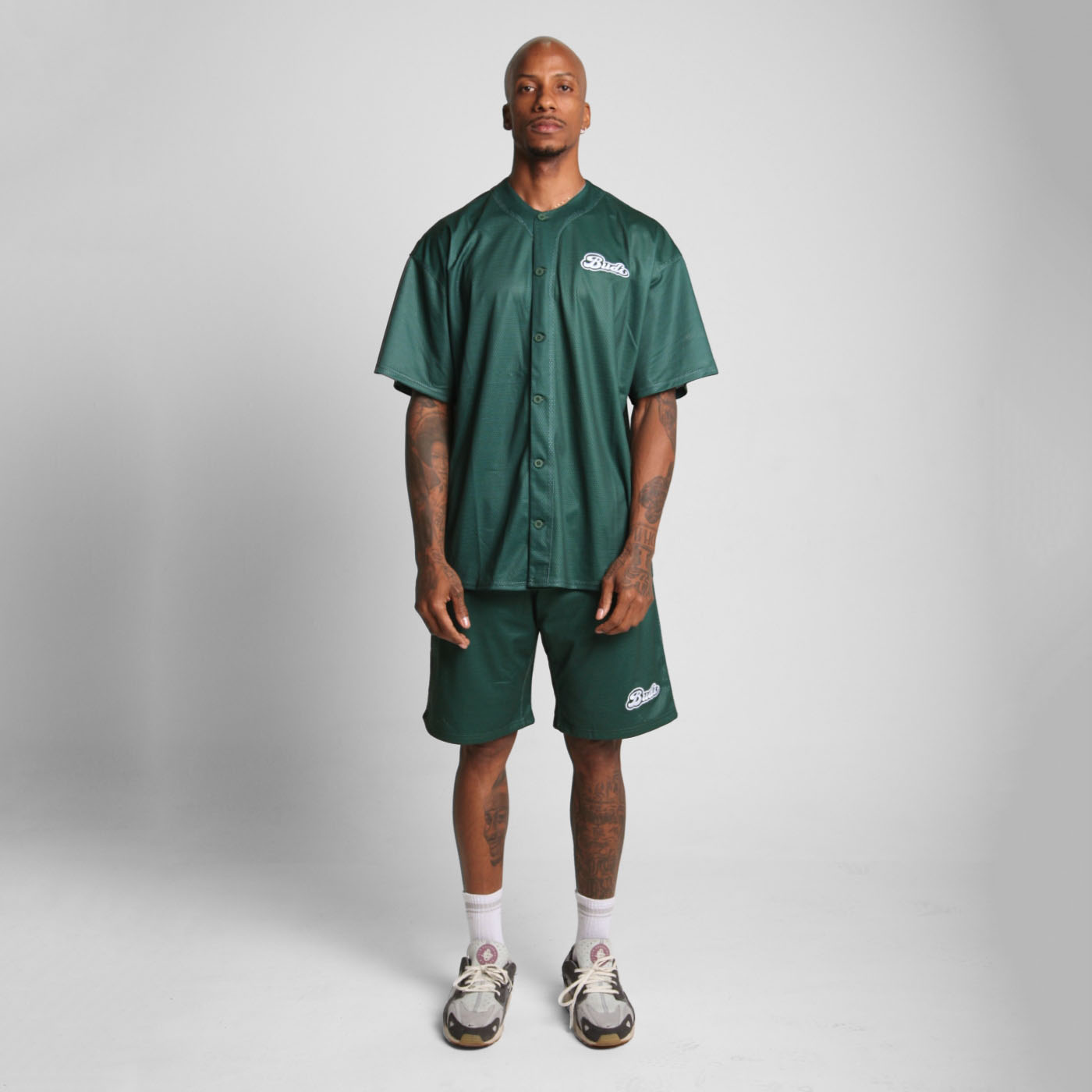 Camisa Malla Beisbolera Verde Buds