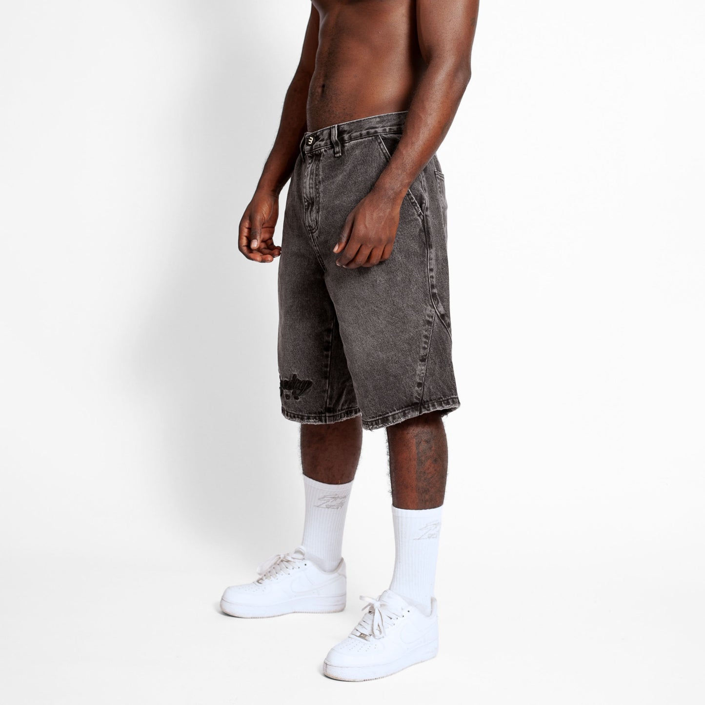 Bermuda Denim Baggy Hombre Gris Buds