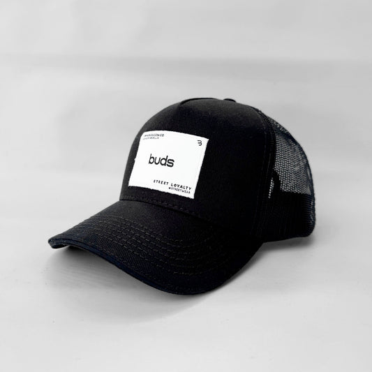 Gorra Negra Malla Marquilla Buds