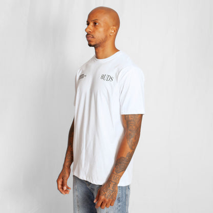 Camiseta Regular Hombre Blanca Buds