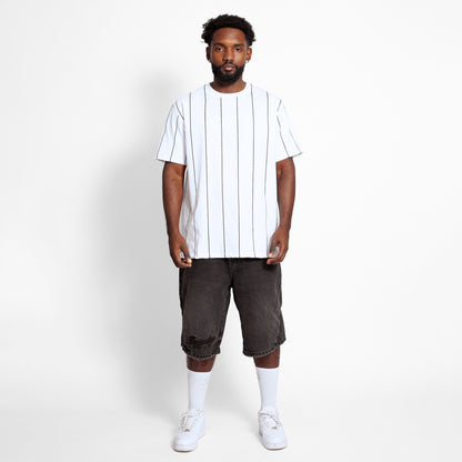 Camiseta Regular Hombre Blanca Lineas Buds
