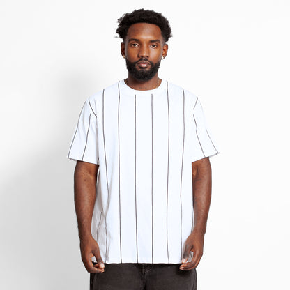Camiseta Regular Hombre Blanca Lineas Buds