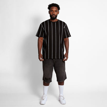 Camiseta Regular Hombre Negra Líneas Buds