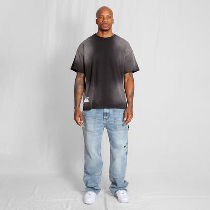 Camiseta Oversize Hombre Negra Degradé Alto Gramaje 250G