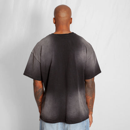 Camiseta Oversize Hombre Negra Degradé Alto Gramaje 250G