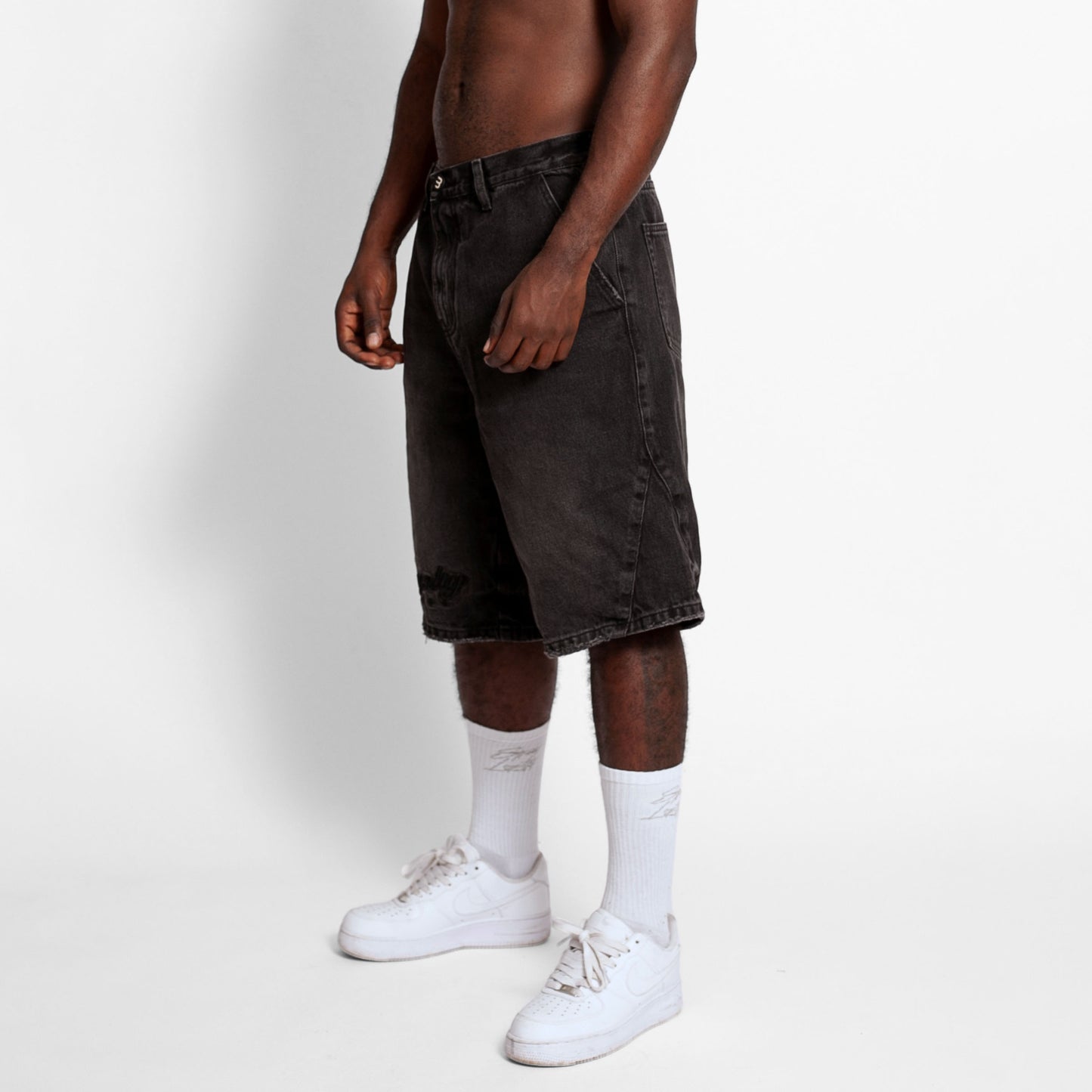 Bermuda Denim Baggy Hombre Negra Buds