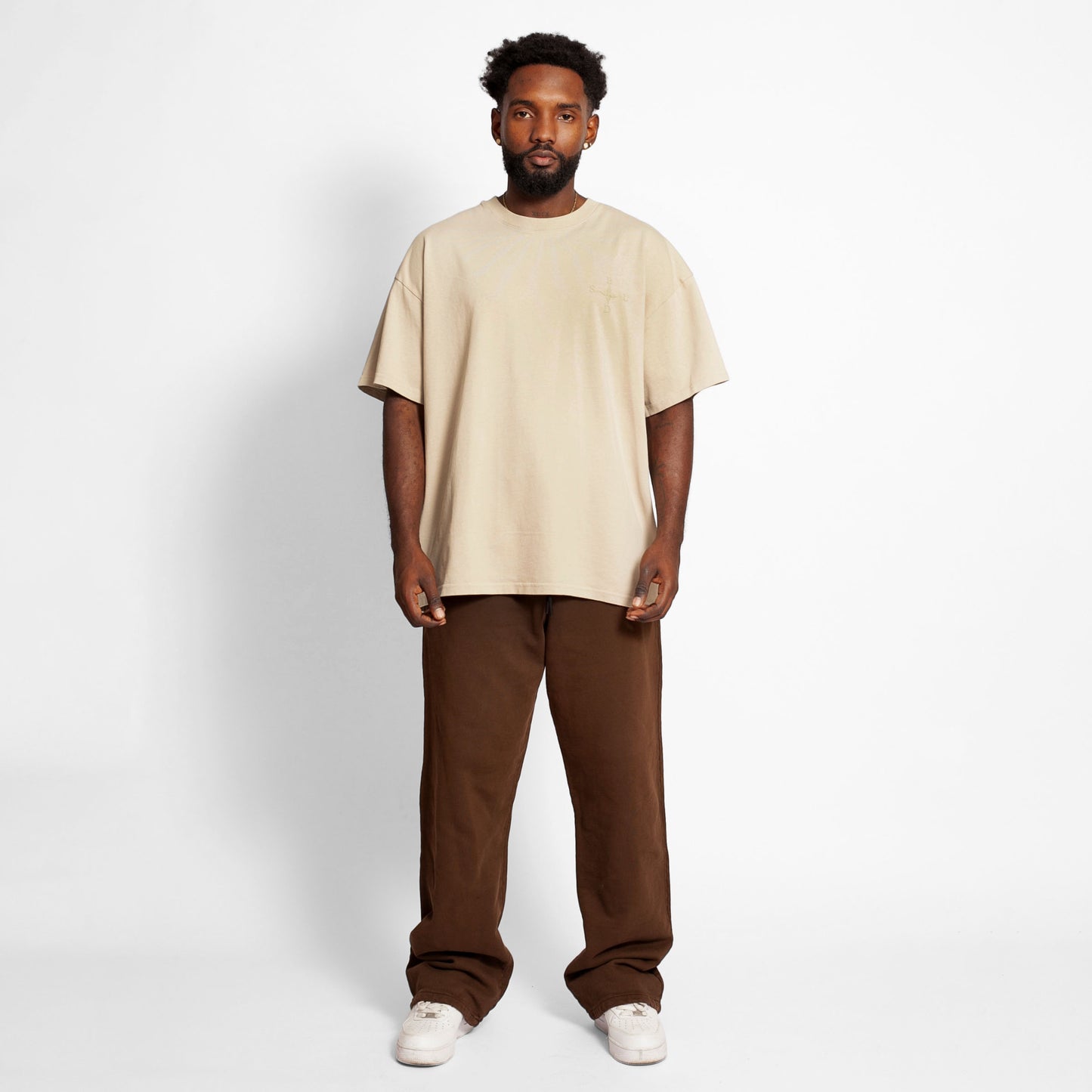 Camiseta Oversize Hombre Beige Alto Gramaje 250G
