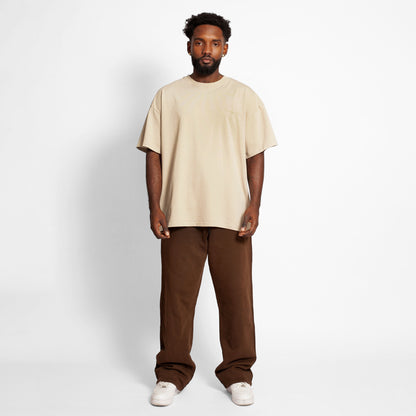 Camiseta Oversize Hombre Beige Alto Gramaje 250G