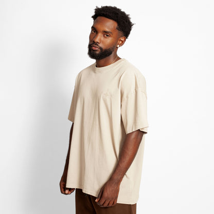 Camiseta Oversize Hombre Beige Alto Gramaje 250G