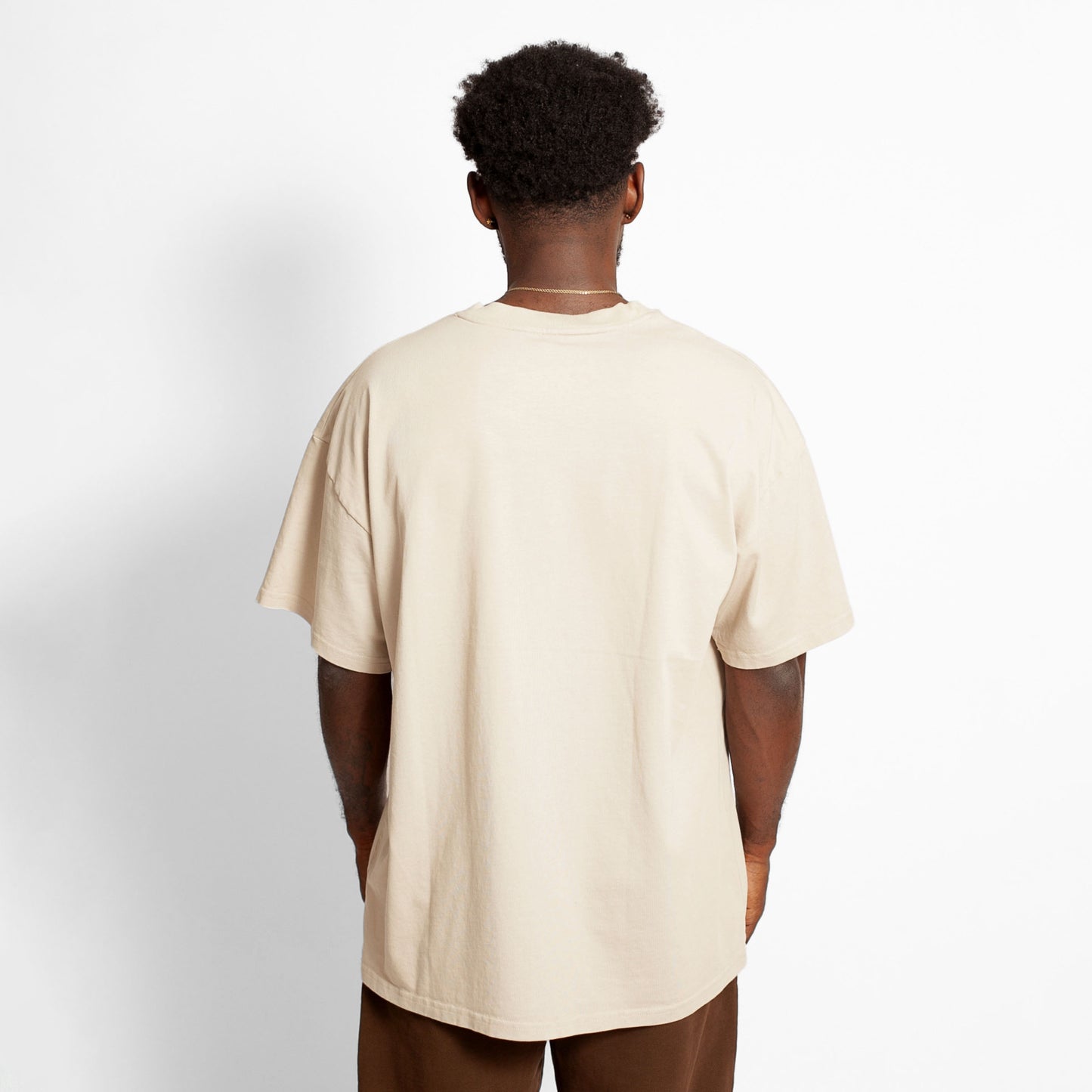 Camiseta Oversize Hombre Beige Alto Gramaje 250G