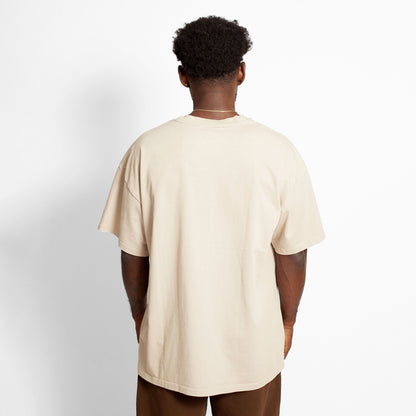 Camiseta Oversize Hombre Beige Alto Gramaje 250G