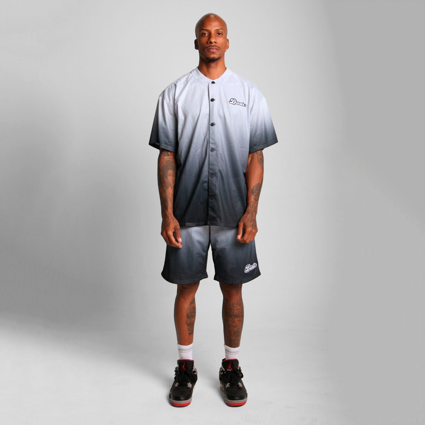 Camisa Malla Beisbolera Degradé Gris Buds