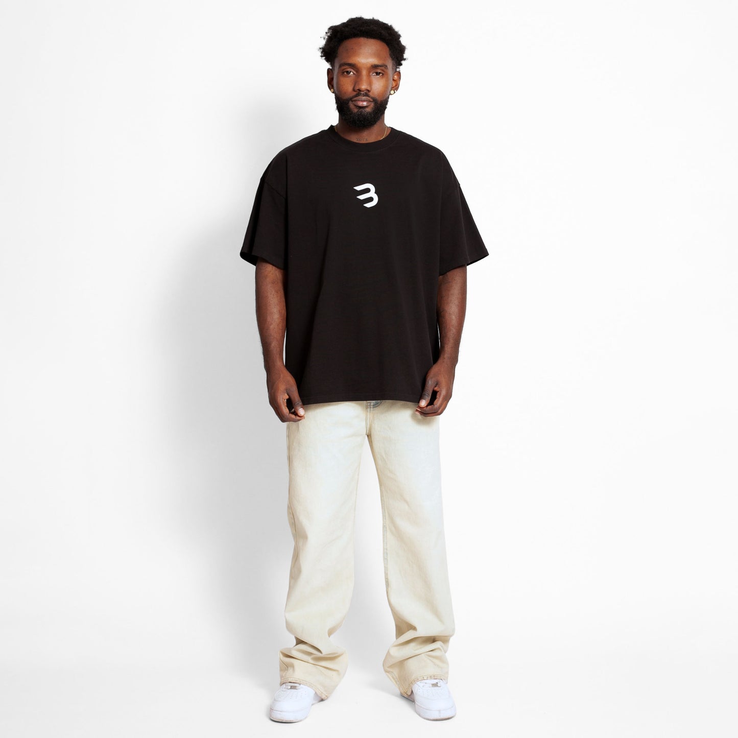 Camiseta Oversize Hombre Negra Alto Gramaje 250G