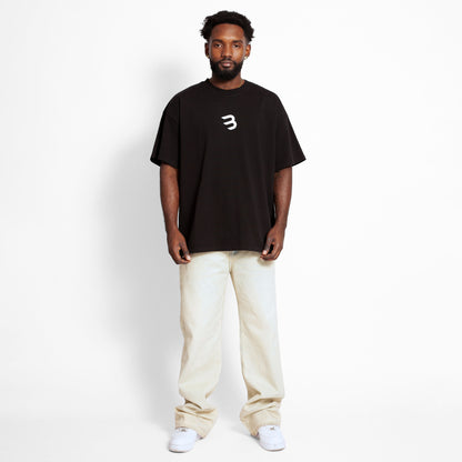 Camiseta Oversize Hombre Negra Alto Gramaje 250G