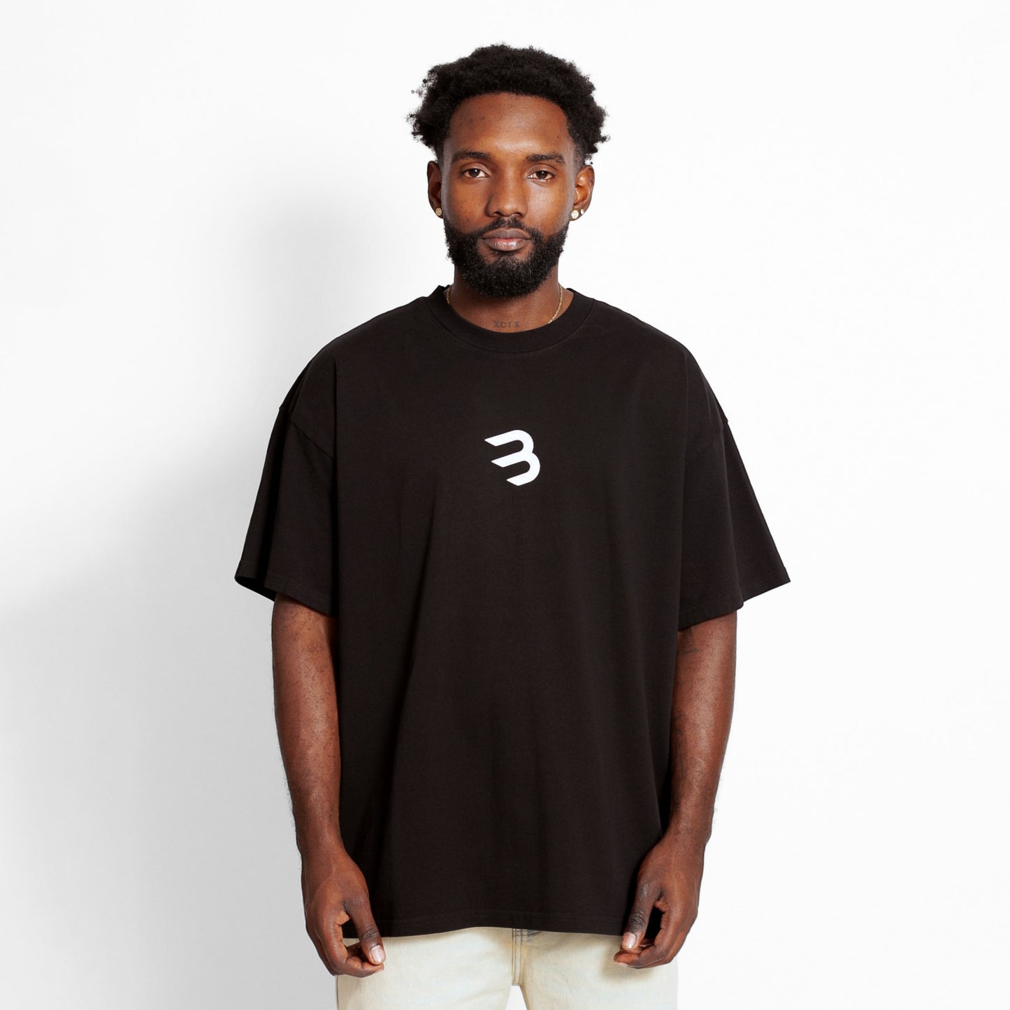 Camiseta Oversize Hombre Negra Alto Gramaje 250G