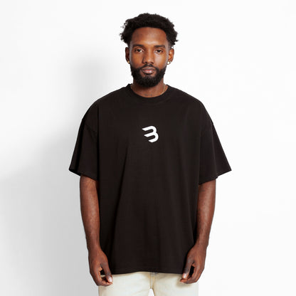 Camiseta Oversize Hombre Negra Alto Gramaje 250G