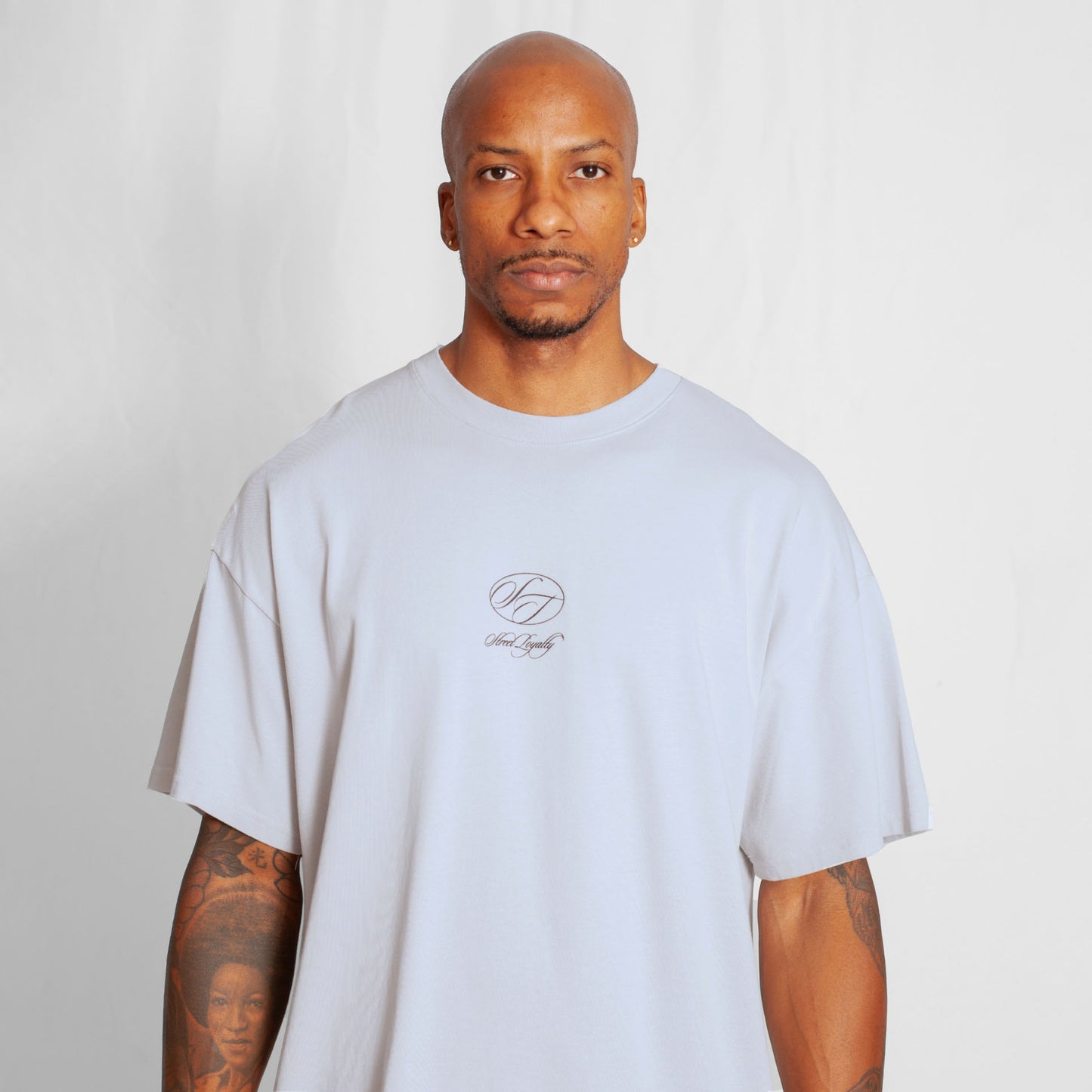Camiseta Oversize Hombre Gris Claro Alto Gramaje 250G
