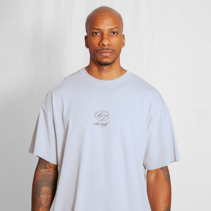 Camiseta Oversize Hombre Gris Claro Alto Gramaje 250G