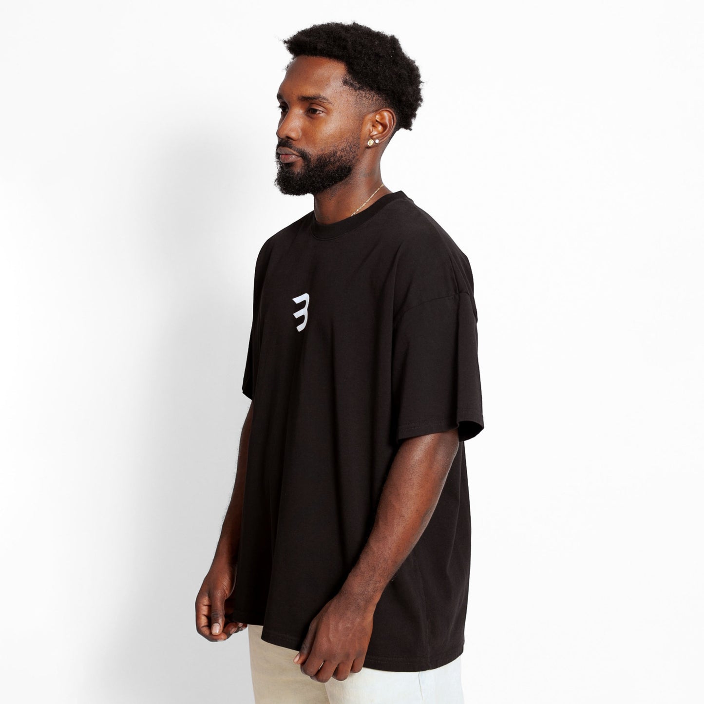 Camiseta Oversize Hombre Negra Alto Gramaje 250G