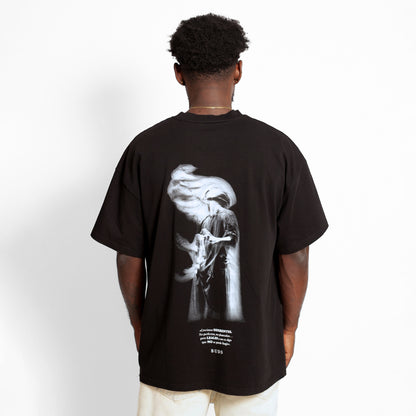 Camiseta Oversize Hombre Negra Alto Gramaje 250G