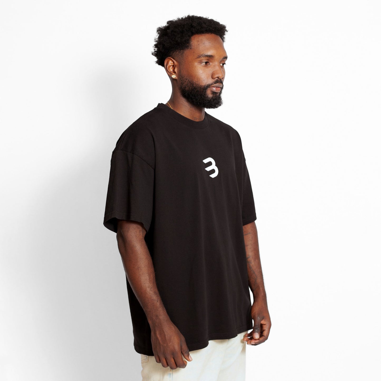 Camiseta Oversize Hombre Negra Alto Gramaje 250G