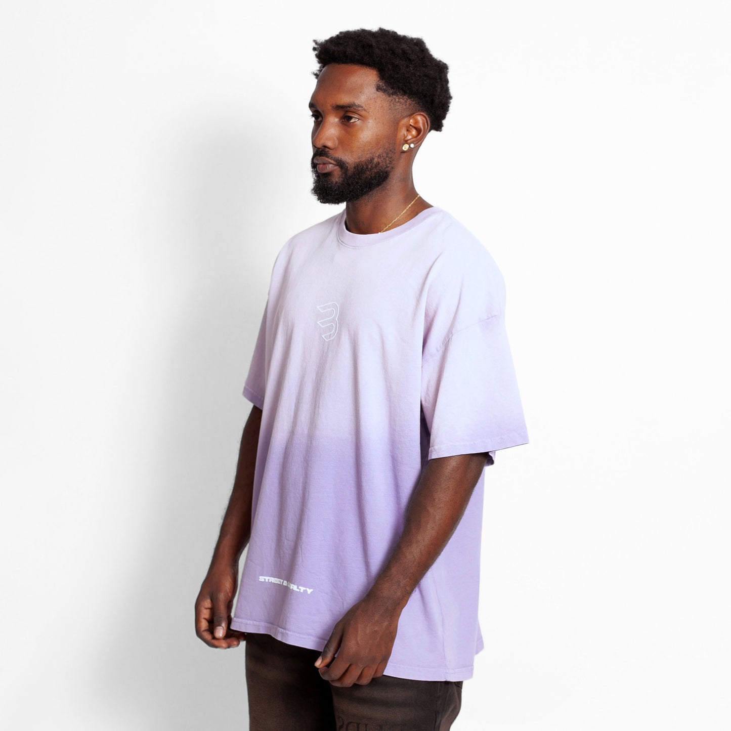 Camiseta Oversize Hombre Lila Degradé Alto Gramaje 250G
