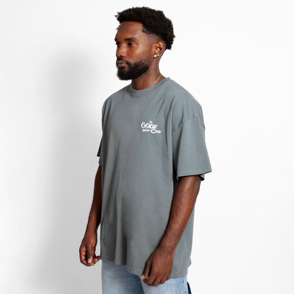 Camiseta Oversize Hombre Gris Medio Alto Gramaje 250G