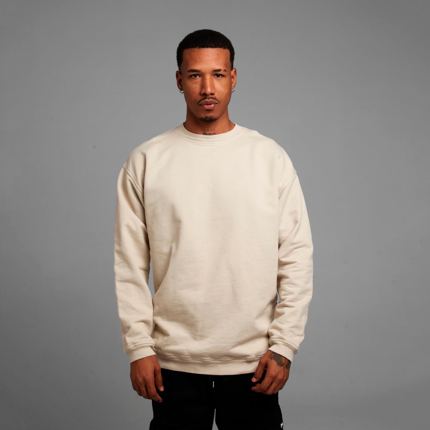 Buzo Crewneck Beige Tela Alto Gramaje 385G