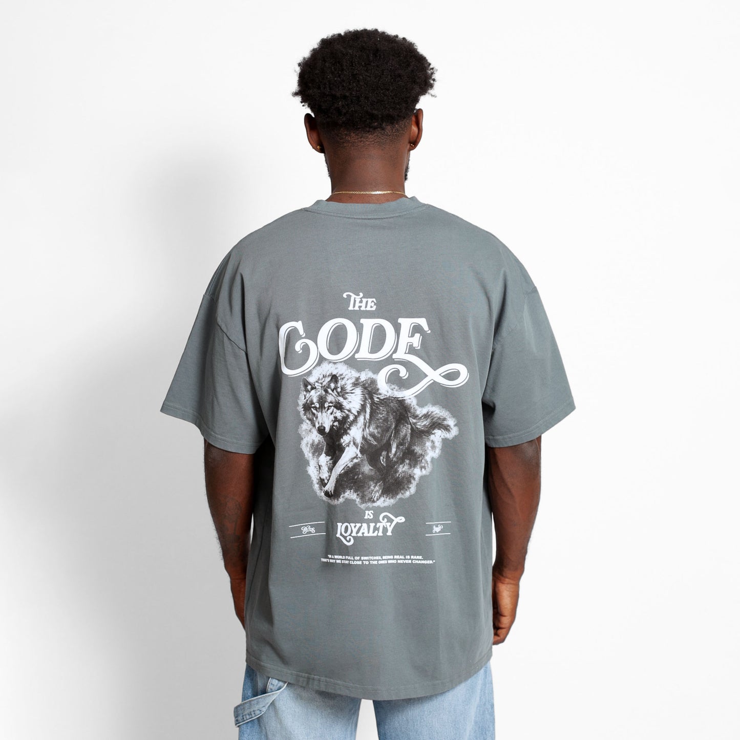 Camiseta Oversize Hombre Gris Medio Alto Gramaje 250G