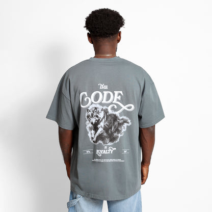 Camiseta Oversize Hombre Gris Medio Alto Gramaje 250G