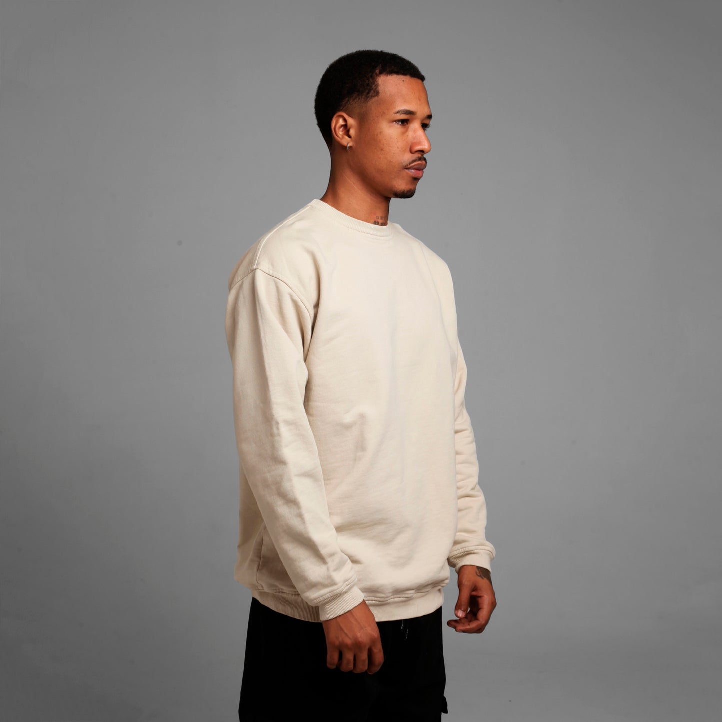 Buzo Crewneck Beige Tela Alto Gramaje 385G