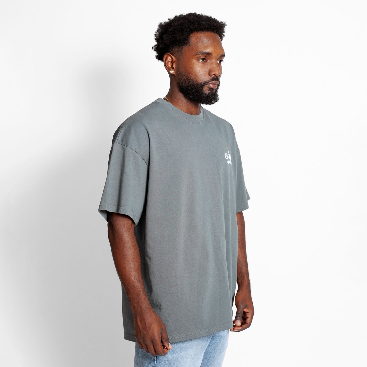 Camiseta Oversize Hombre Gris Medio Alto Gramaje 250G
