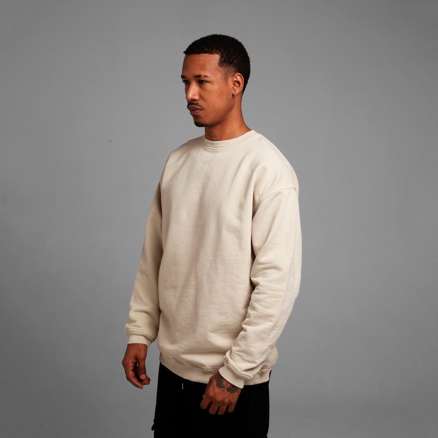 Buzo Crewneck Beige Tela Alto Gramaje 385G