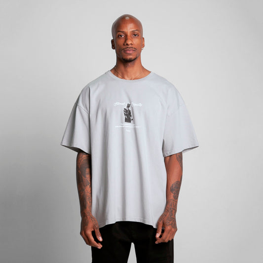 Camiseta Oversize Hombre Gris Alto Gramaje 300G